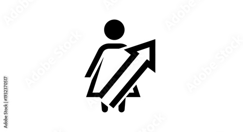 Simple Black Icon of Person Running with Arrow