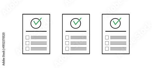 Digital Document Validation and Approval Concept – Business Forms with Quality Check marks.