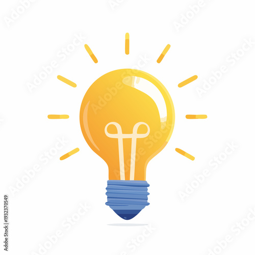 Vector business icon of an illuminated lightbulb, symbolizing innovative ideas, isolated on a clean background