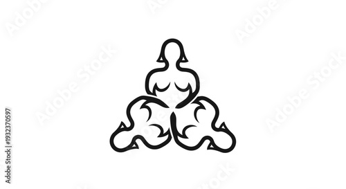 Simple Black Line Drawing of Buddha Icon on White Background