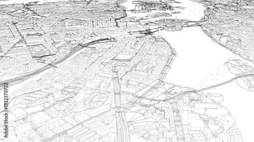 3D looped animation of city - Stockholm Sweden