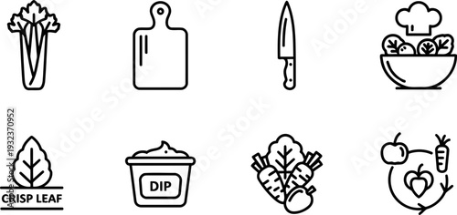 National Fresh Celery Month food prep icons