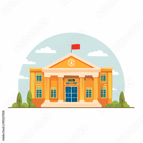 Vector illustration of a government building icon isolated on a white background