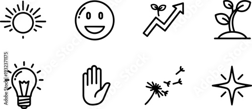 National Optimism Month: icons representing hope and growth