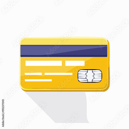Vector business credit card icon isolated on a plain surface viewed from directly above showing card details