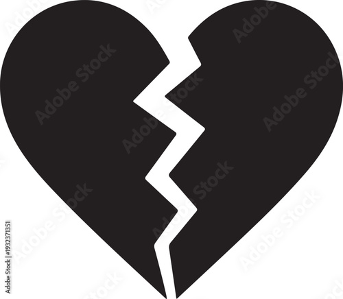 Broken heart or divorce flat icon for apps and websites