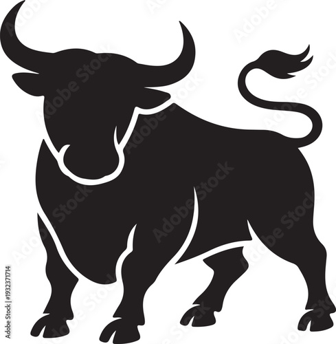 Bull silhouette icon. strength and perseverance symbol. vector image of animal