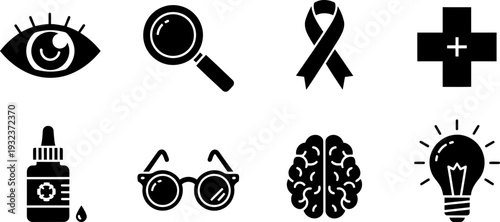 World Glaucoma Week icons for eye health awareness campaign