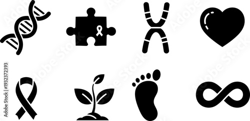 Trisomy Awareness Month vector icon set for genetic awareness