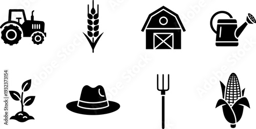 Farming Icons for National Agriculture Week celebration vector set