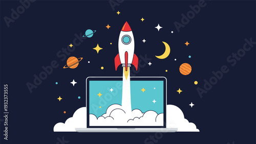 Businessman and businesswoman communicating with each other using yellow megaphones and a shared speech bubble.