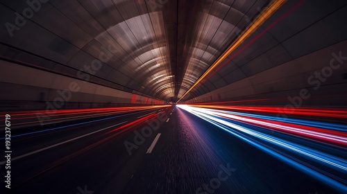 A captivating journey through a tunnel of light and speed, creating a dynamic visual experience