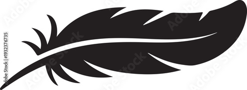 Feather sign or a symbol. Isolated abstract icon on white background. Vector illustration