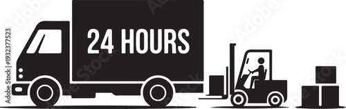 Forklift truck loading the boxes in the delivering lorry