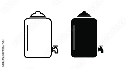 Two stylized water containers one light one dark both with spouts