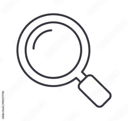 Vector of a magnifying glass with a handle used for searching and investigation purposes digitally