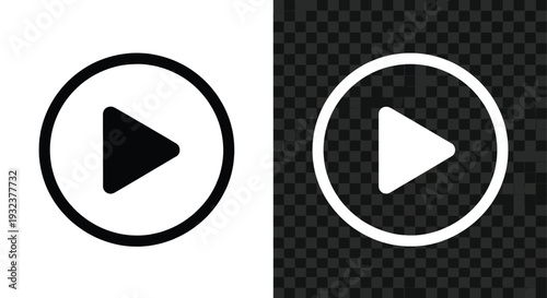 Vector illustration of a modern play button icon set for media player interfaces and web design