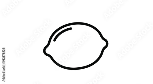 Simple line drawing of a lemon on a white background