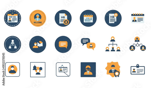 A set of modern HR icons and illustrations for business use