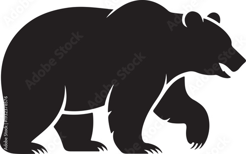 Grizzly bear or polar bear silhouette flat vector icon for animal wildlife apps and websites