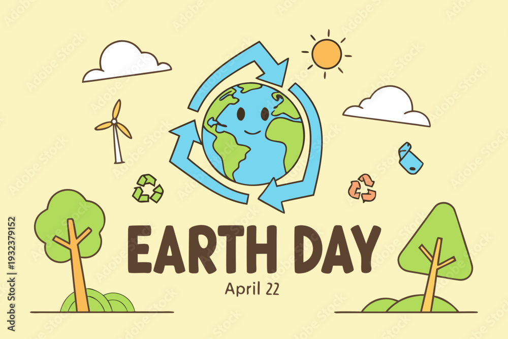 Naklejka premium Earth Day April 22 Vector Graphic