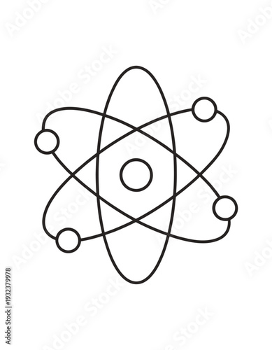 Vector of an atom with orbiting electrons and a central nucleus