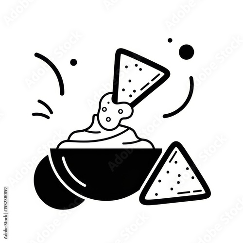 National Chip and Dip Day vector icon: tortilla chip dipping into creamy dip