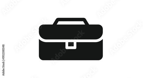Simple black and white icon of a closed briefcase