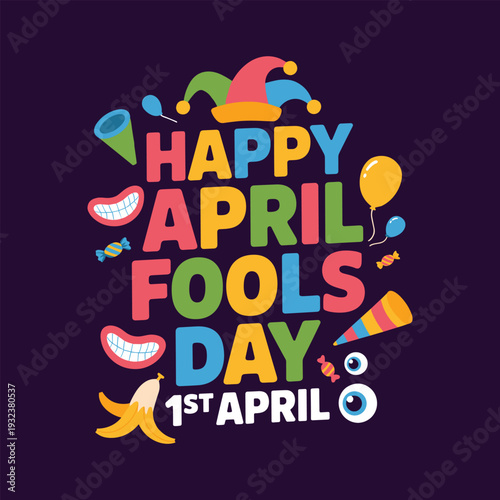 Happy april fools day greeting with hat