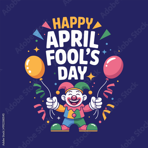 Funny clown mascot with festive balloons