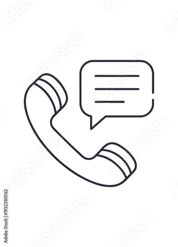 Vector of a telephone handset with a speech bubble beside it for communication and contact concepts
