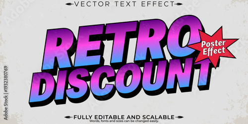 A retro discount poster with a fully editable and scalable vector text effect