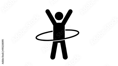 Animated Hula Hoop Exercise Pictogram Seamless Loop Cardio Fitness Activity
