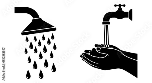 Set of 2 water conservation icons vector