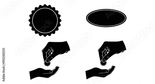 Two servers offering dishes from a table at a formal event Vector, illustration
