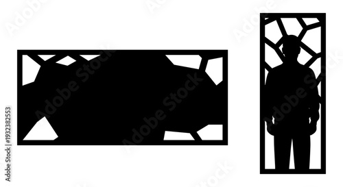 Two silhouetted figures engaged in a handshake or applause gesture. Vector, illustration
