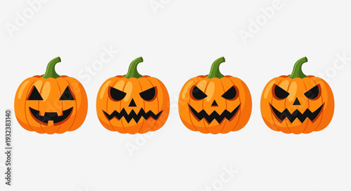 Halloween Pumpkin Faces Set – Scary Jack O Lantern Vector Collection