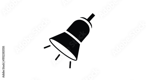 Simple black silhouette of a classic bell on a white background