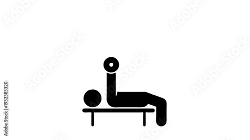 Animated Dumbbell Chest Press Exercise Icon Seamless Loop Upper Body Workout