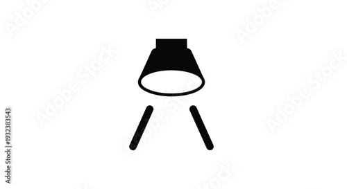 Simple black silhouette of a spotlight emitting beams of light