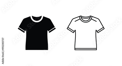 Two t shirts one black one white presented as simple vector icons