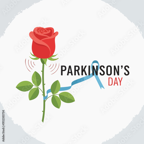 A red rose with a blue ribbon is a symbol of Parkinson's Day