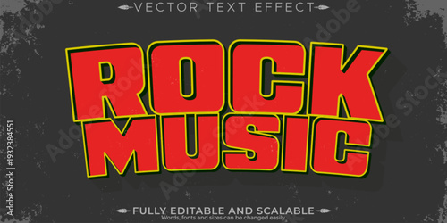 A premium vector text effect for rock music with editable and scalable style