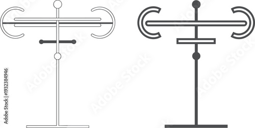 Modern coat rack stand line icon vector illustration set isolated on white background, hallway furniture design element