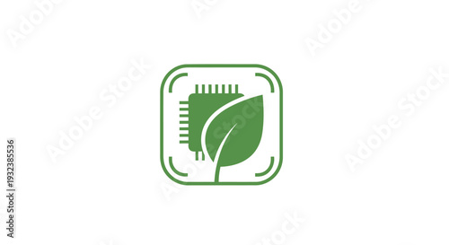 Green Technology Chip Icon Symbolizing Eco-Friendly Innovation.