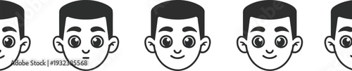 Set of 5 boy face icons vector
