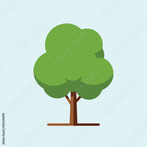 A simple, flat illustration of a stylized, cartoonish tree