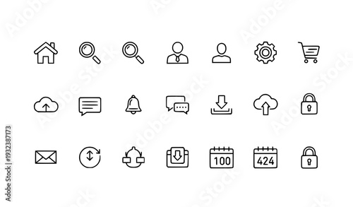 Modern line website and app icon set minimal UI vector collection isolated on white