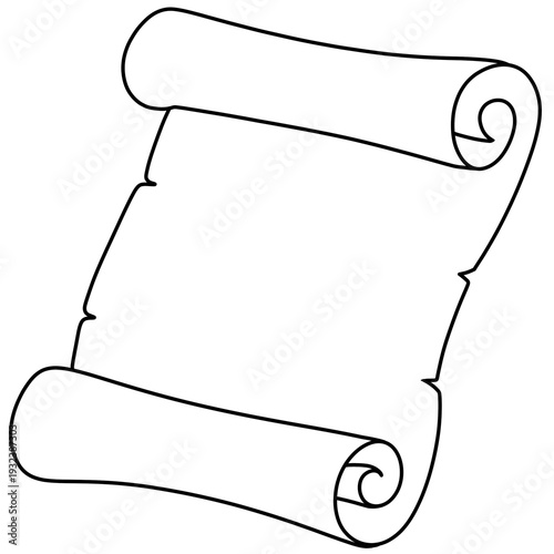 Vintage blank parchment scroll Doodle Outline Cartoon Hand Drawn