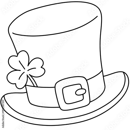 Traditional Green Hat  Doodle Outline Cartoon Hand Drawn
